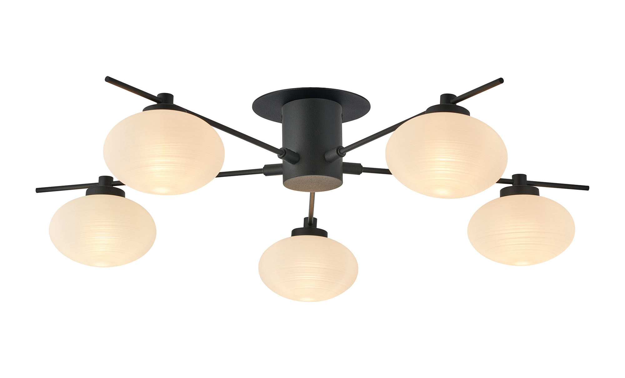 D0972BL/A/OP  Addie Flush Ceiling, 5 Light G9, Satin Black/Opal A Glass